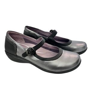 DANSKO Womens Misty Metallic Nappa Leather Mary Jane Sz 41 us 10.5 Pewter Black